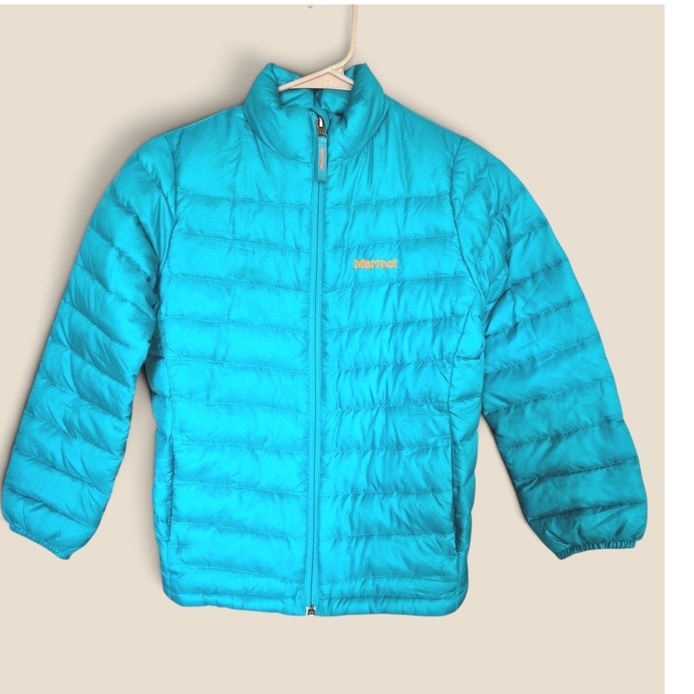 Marmot Puffer Coat Kids Size M Teal Blue Good Condition Down Filled Jacket